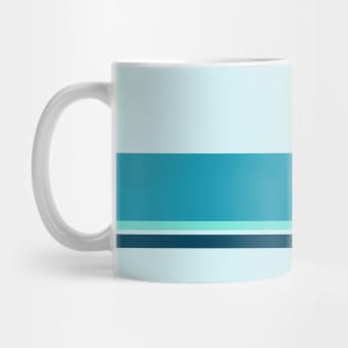 The onliest jumble of Ice, Tiffany Blue, Blue-Green and Marine Blue stripes. Mug